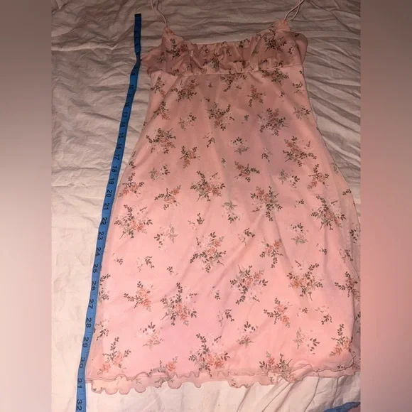 Vintage 90s babydoll  Pink Floral Slip Mini Dress Medium - Picture 6 of 8